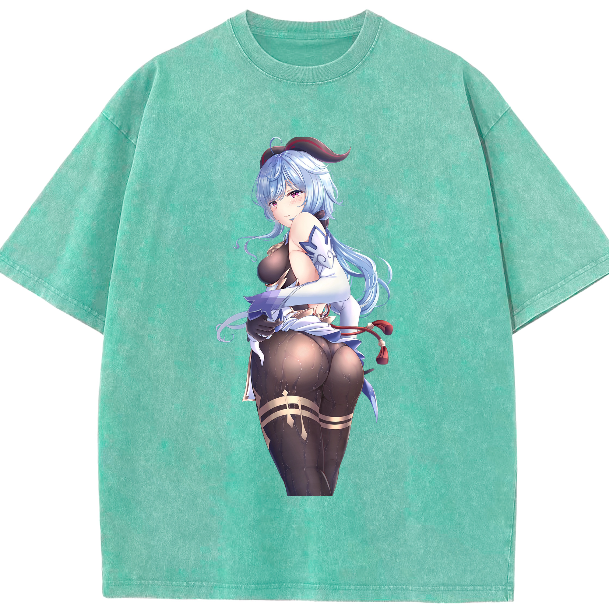 げんし神 甘雨 かんう genshin Ganyu 綿100% ヴィンテージ風 半袖Tシャツ（フロントプリント）